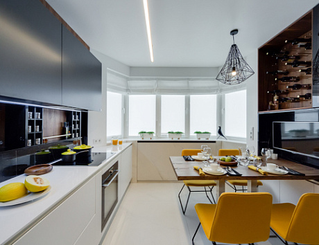 Кухни черно-белого цвета