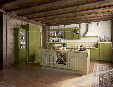 Угловые кухни оливкового цвета